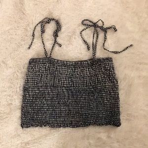 ZARA GINGHAM SMOCKED TOP